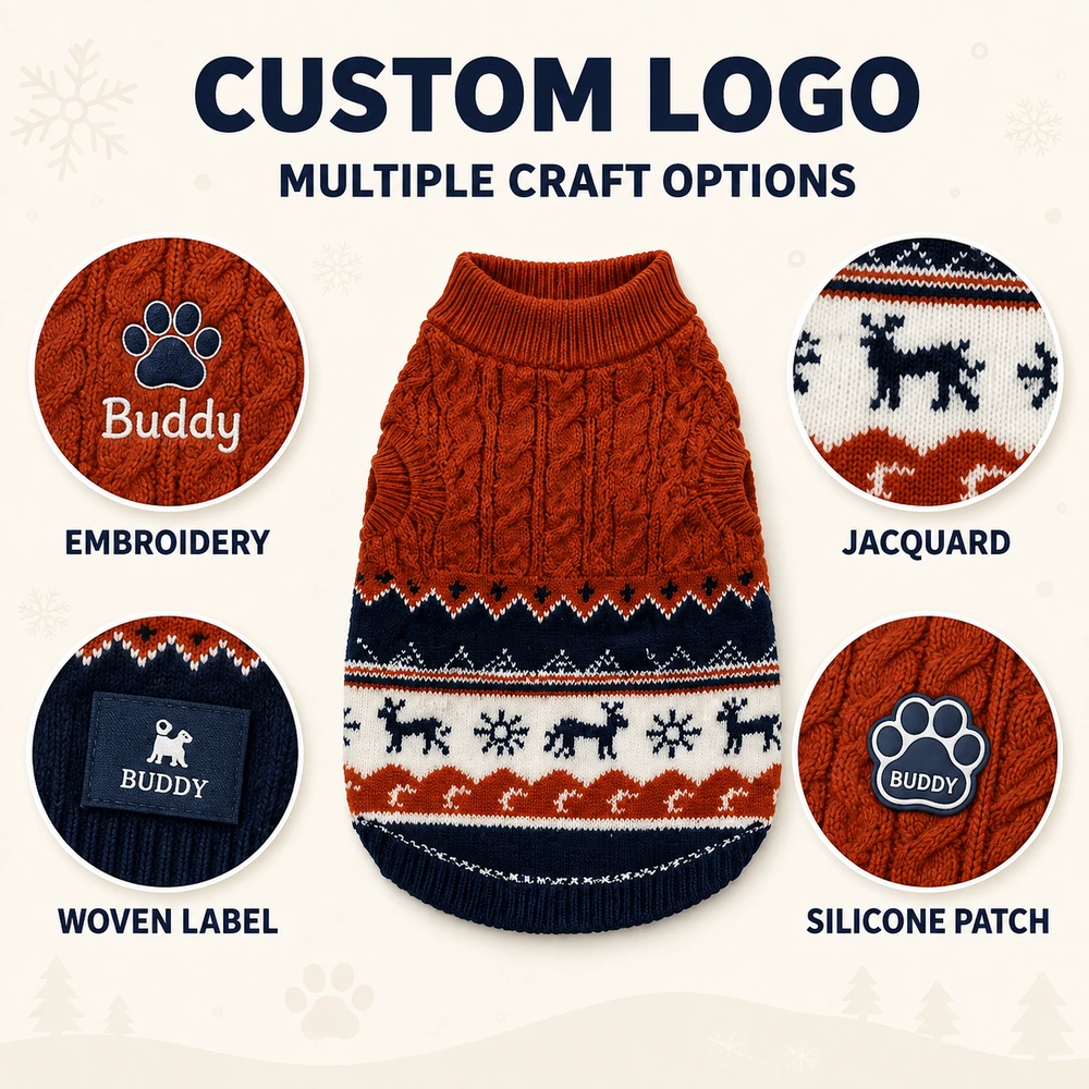 12GG Fair Isle Christmas Pet Sweater - Artwork & Detail Options