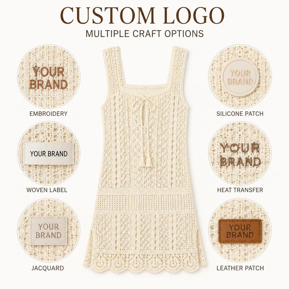Women’s Sleeveless Crochet Cover-Up Dress - Custom Logo Options
