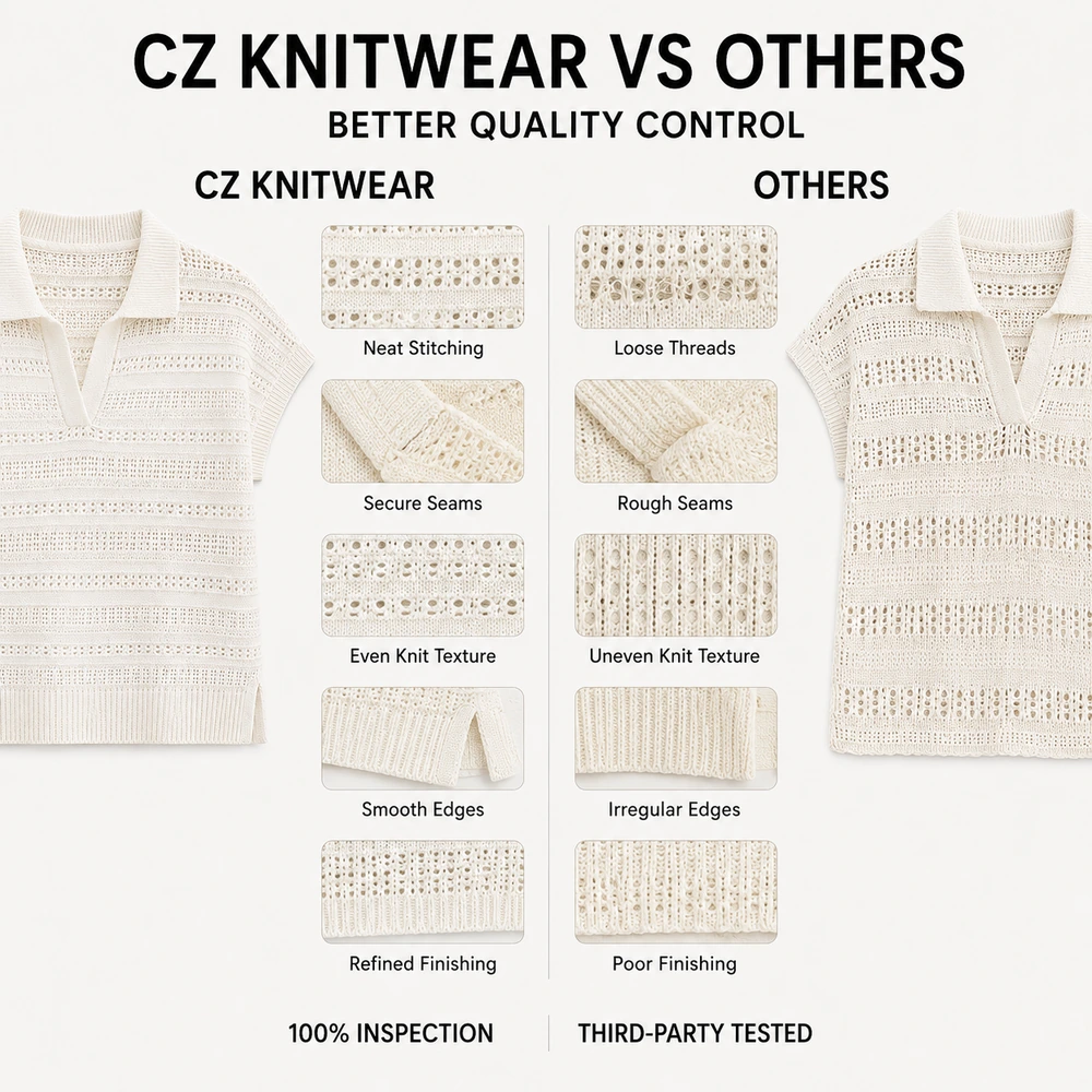 Women’s Openwork Pointelle Knit Polo Top - Additional Custom Option 04