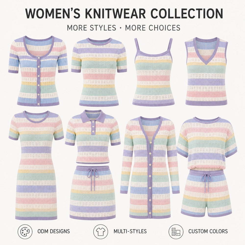 Women’s Pastel Striped Pointelle Knit Cardigan - Additional Custom Option 05