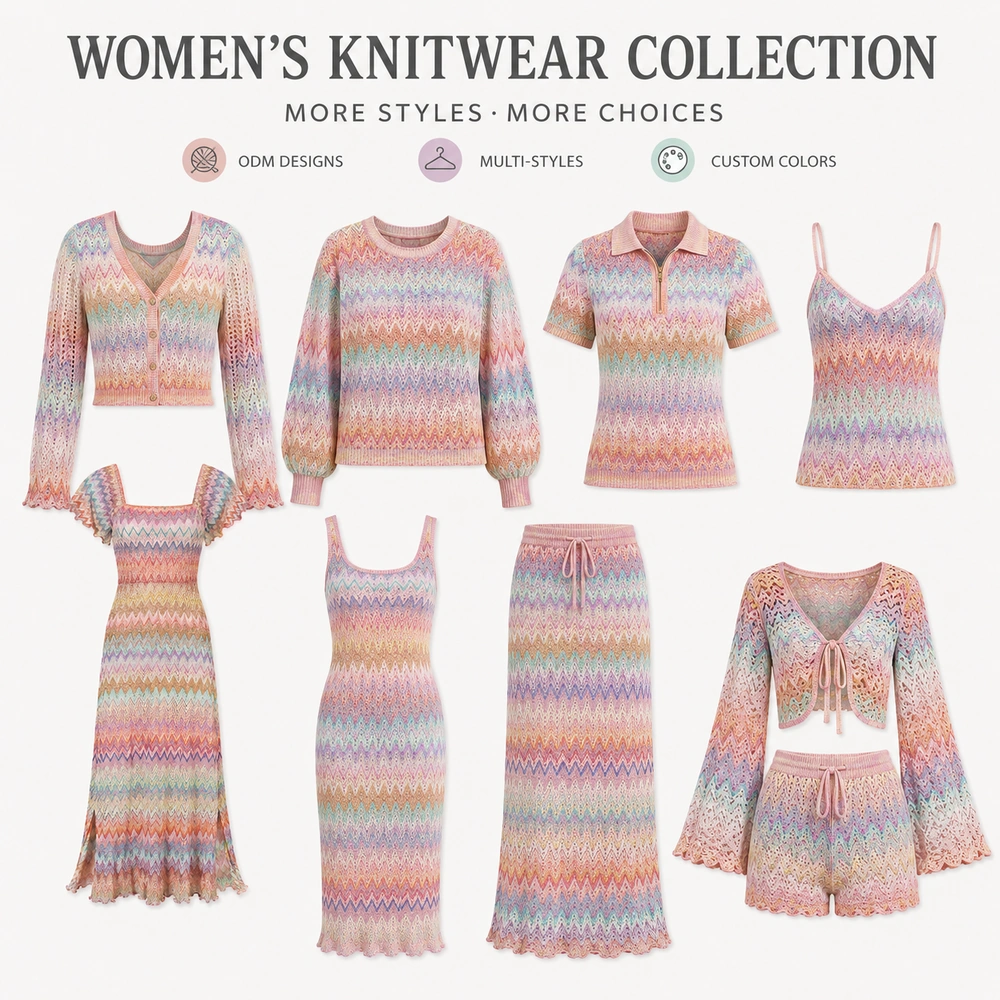 Women’s Pastel Chevron Pointelle Knit Maxi Dress - Additional Custom Option 05
