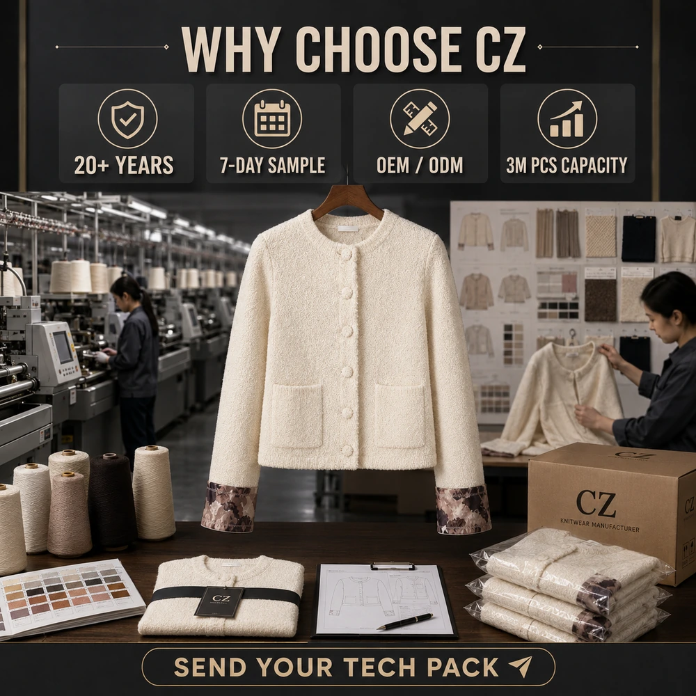 Women’s Crew Neck Contrast-Cuff Button-Front Knit Cardigan - Additional Custom Option 06